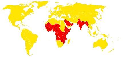 mapa -  Meningokoková meningitida  